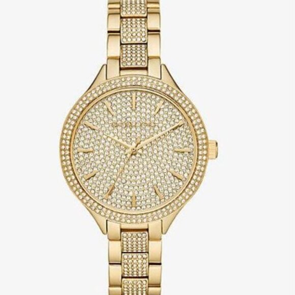 MICHAEL KORS Pave Gold Tone Watch - Picture 1 of 5